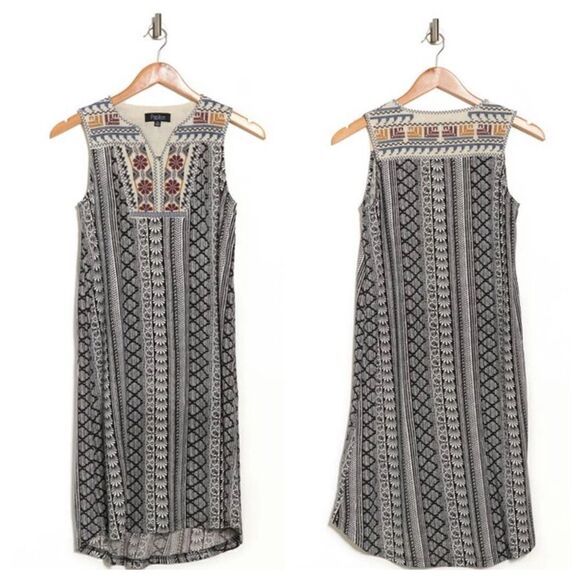 Papillon Embroidered Dress Split Yoke Small Festival Boho Vacation Summer - Picture 3 of 9